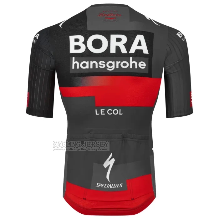 2023 Cycling Jersey Bora-Hansgrone Black Red Short Sleeve and Bib Short